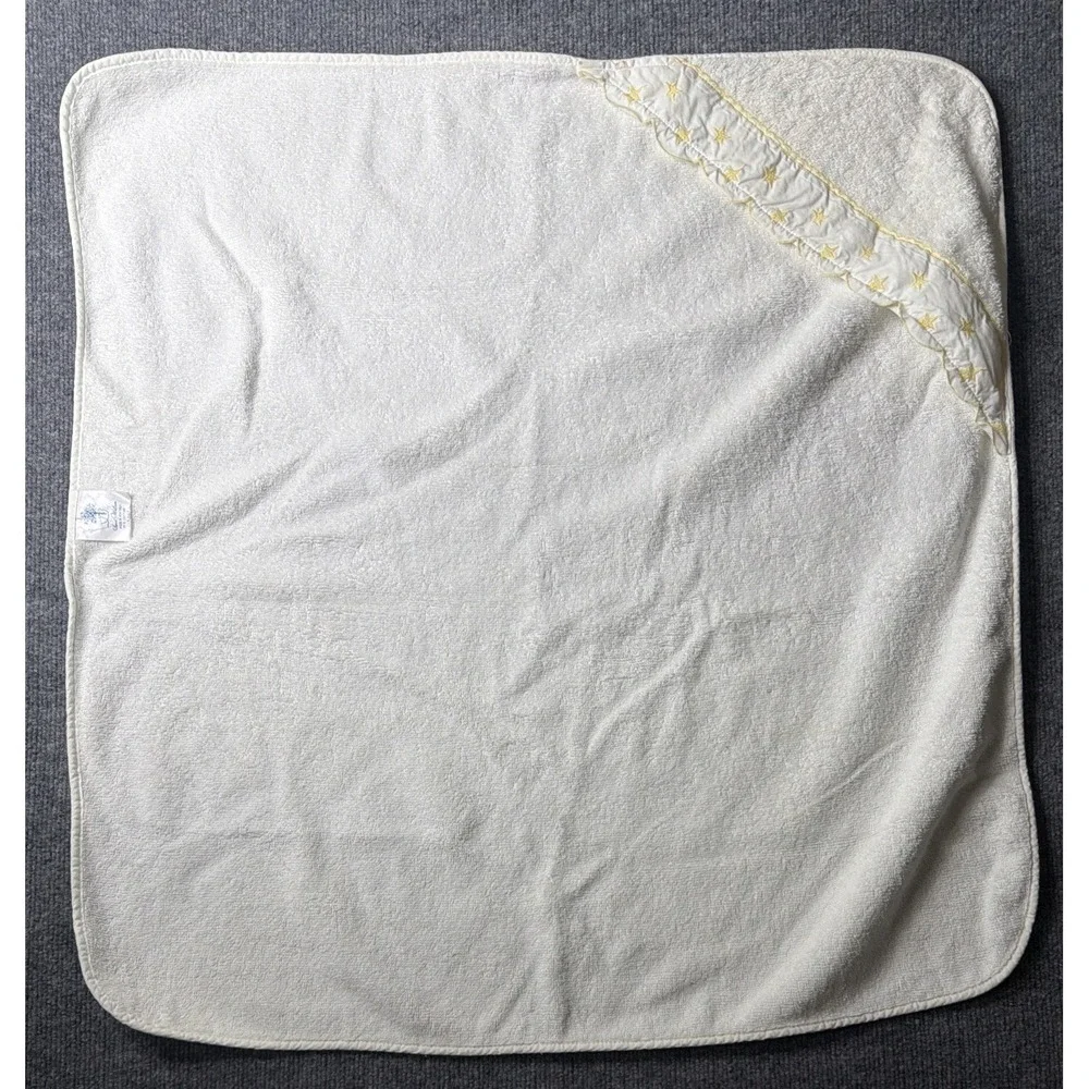 Sweet William Baby Hooded Towel White Yellow Stars Cotton‎ Portugal